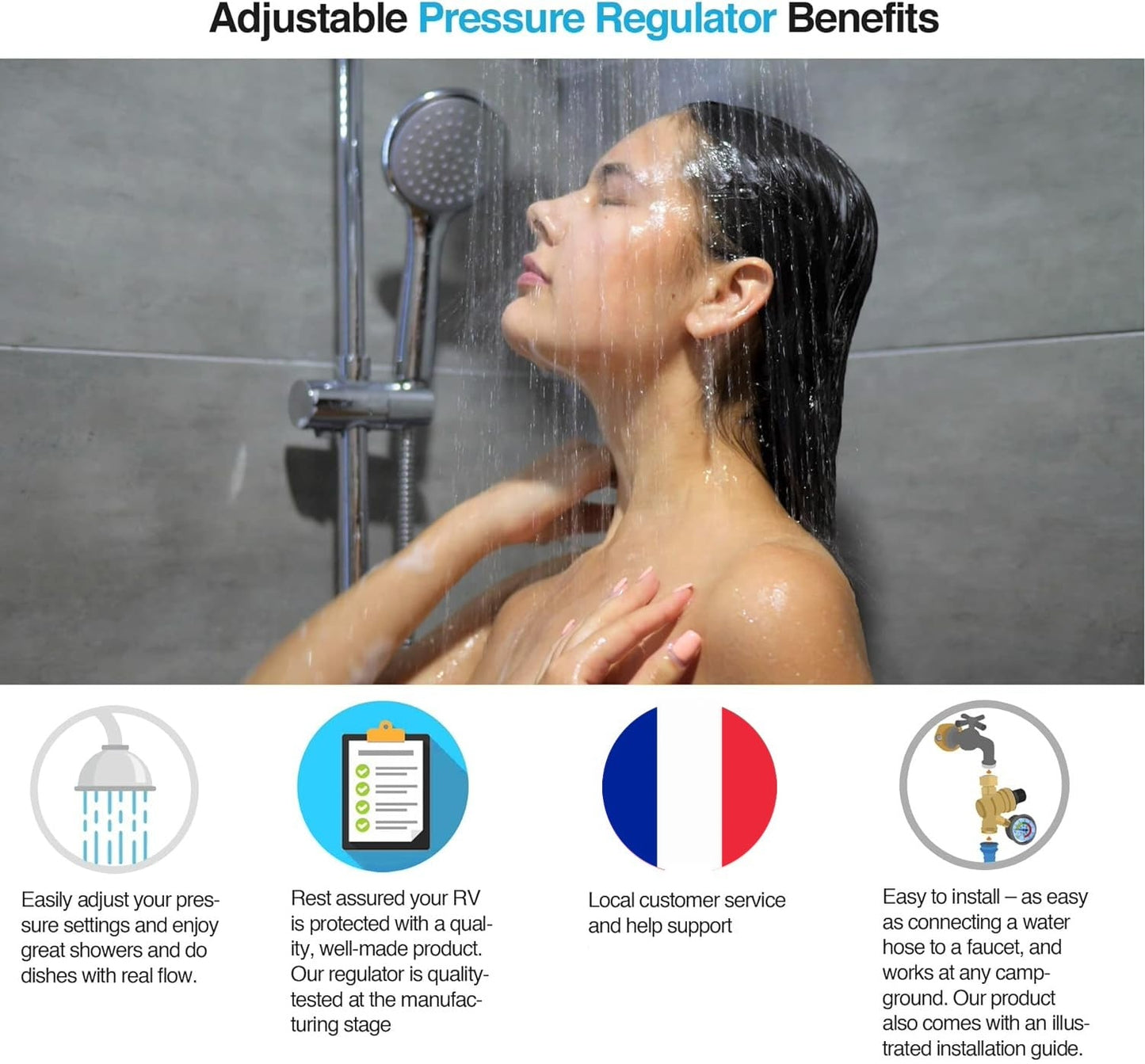 MK MEASURING – Manomètre de Pression d'Eau 0–8 Bar / 120 PSI, Raccord Laiton 1/4" BSP, Connecteur Latéral, Pour Réducteur de Pression et Chauffe-eau – Avec Téflon et Adaptateur 1/8"